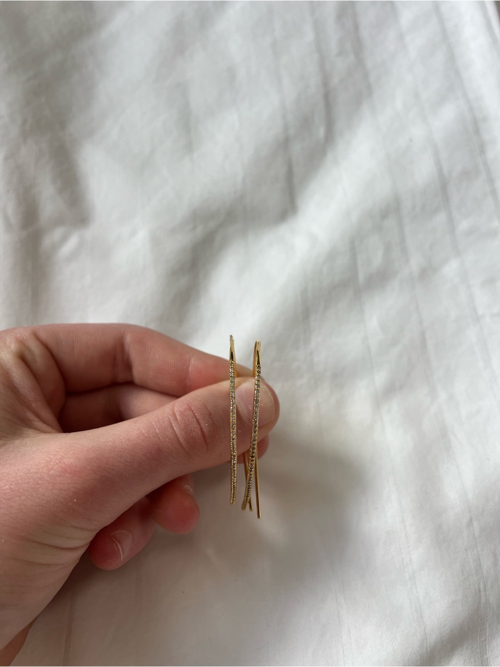 Stella & Dot Gold Crossover Hoop Earrings - Picture 3 of 5